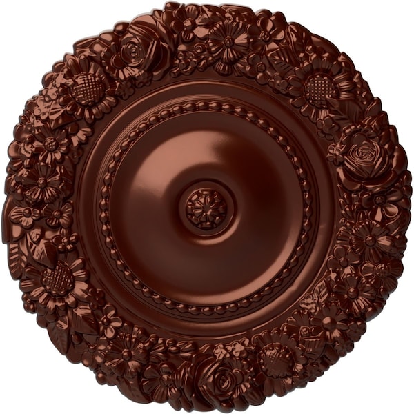 Ekena Millwork Marseille Ceiling Medallion (Fits Canopies up to 7 3/8"), Hand-Painted Antique Copper, 21"OD x 2"P CM21MAACS - main